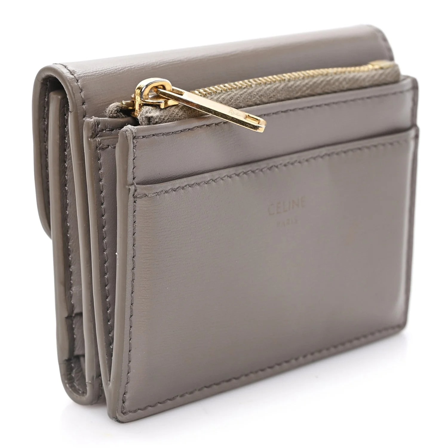 Compact Triomphe Wallet With Coin Purse Pebble 3