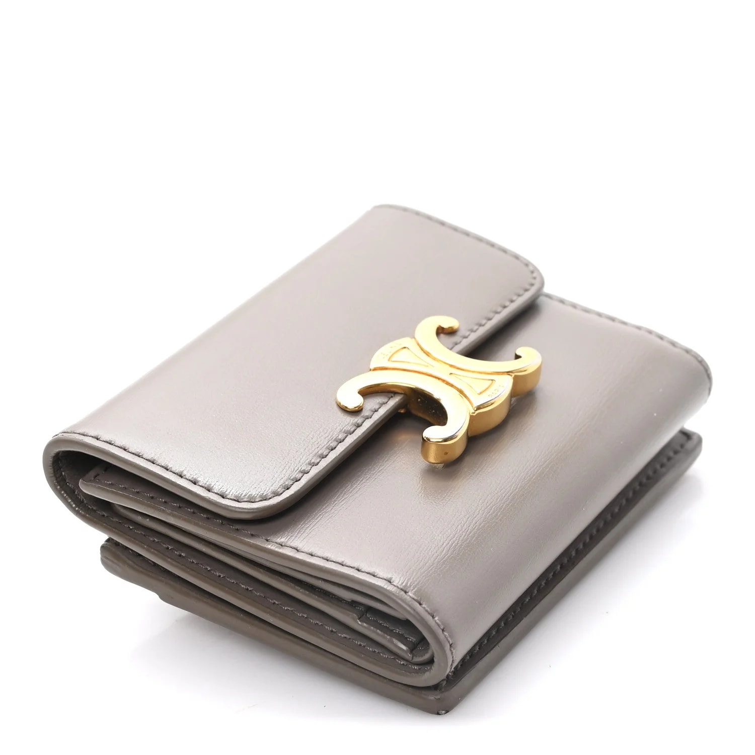 Compact Triomphe Wallet With Coin Purse Pebble 4
