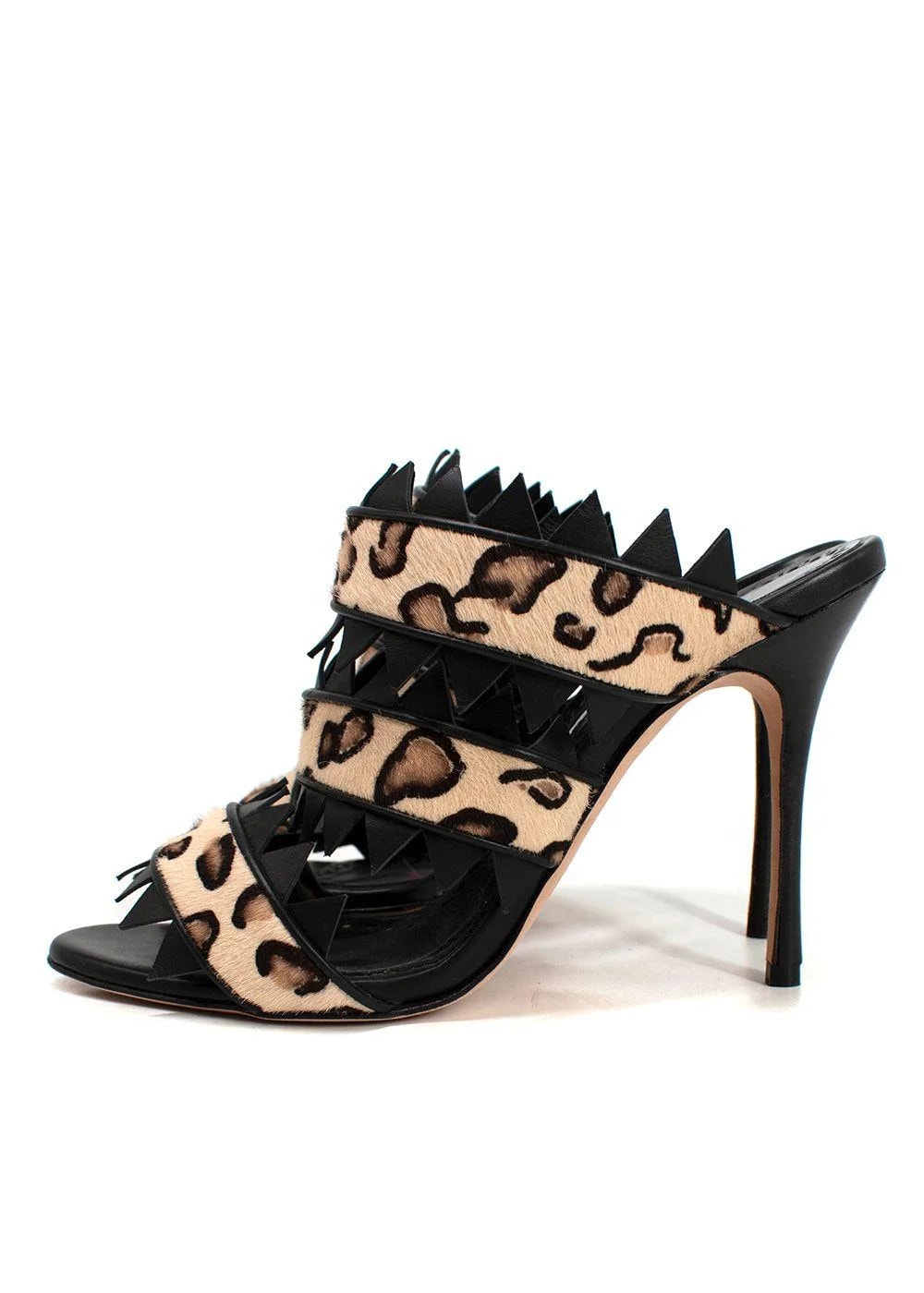 Manolo Blahnik Leopard Print Calf Hair Heeled Mules 2