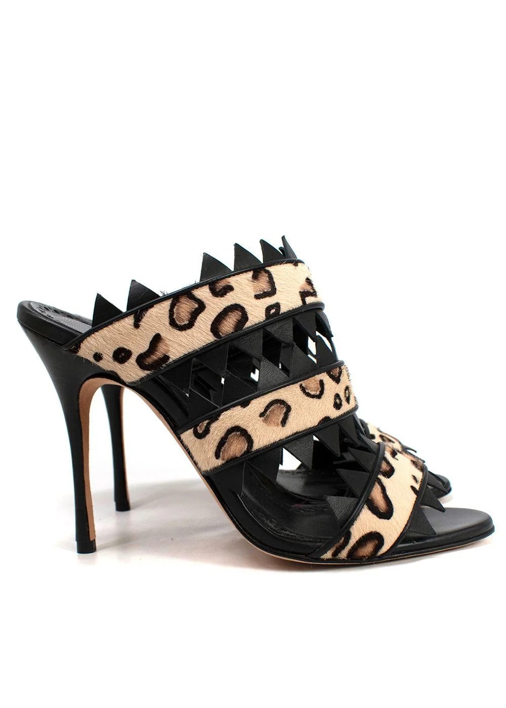 Manolo Blahnik Leopard Print Calf Hair Heeled Mules 3