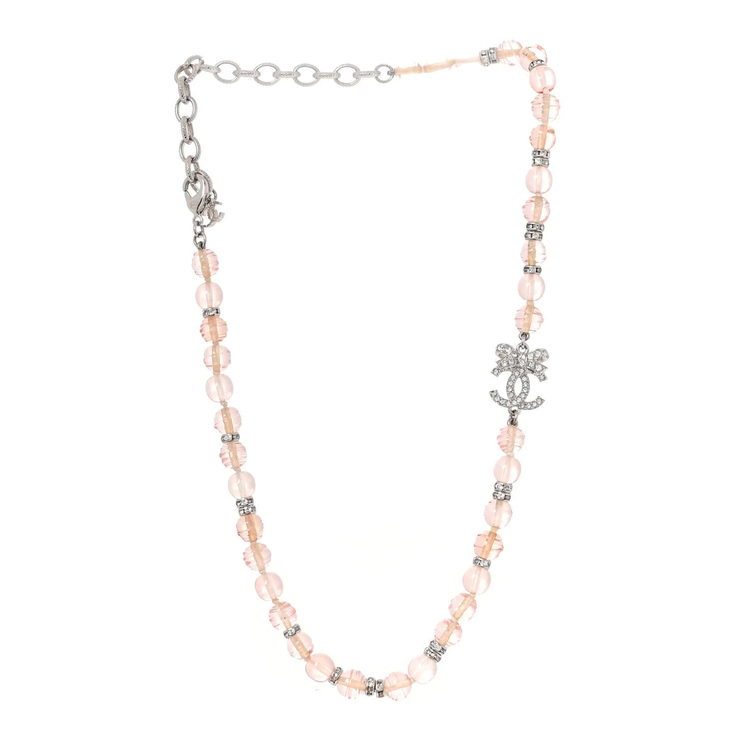 Chanel — Metal Strass Beaded CC Bow — Jewelry — resale