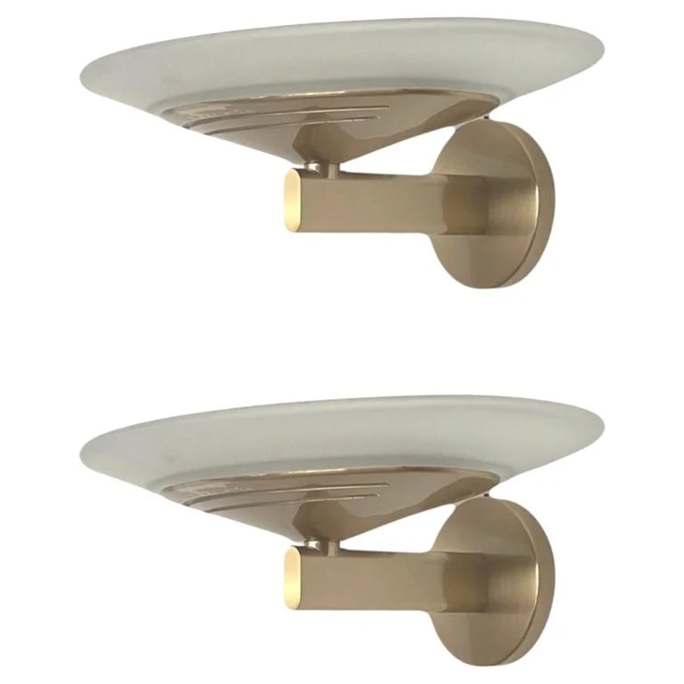 Leonardo Marelli — Postmodern Pair of Gold Wall Sconces By Estiluz, 1980s — lighting — resale