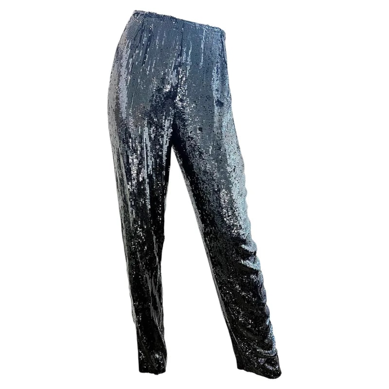 Donna Karan — Donna Karan 1990s Sequin High Rise Tapered Evening Dress Pants — Designer Shoe — resale