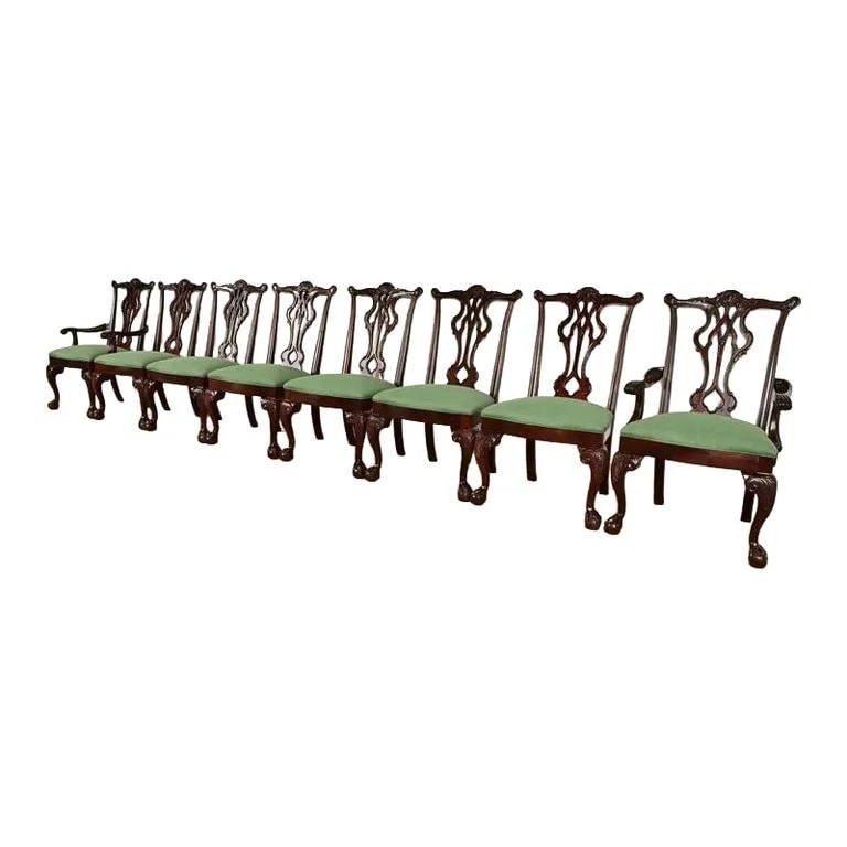 Thomasville — Thomasville Chippendale Carved Mahogany Dining , Set of Eight — Furniture — resale