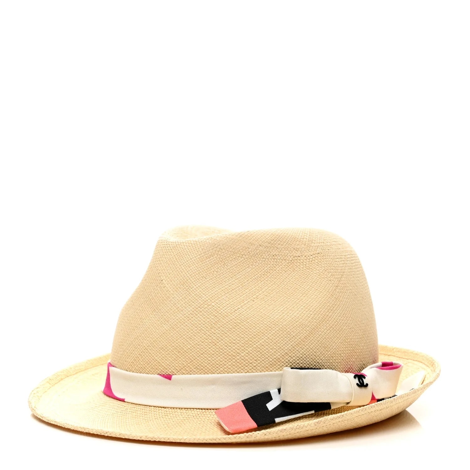 Chanel — Straw Ribbon Fedora Hat M — Accessory — resale