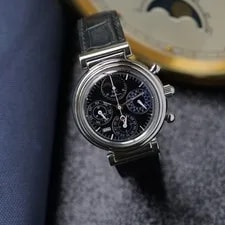IWC DaVinci Ref. 3750-030 Steel Perpetual Calendar Chronograph Box Papers 1990s 3