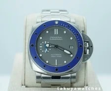 Panerai — Panerai PAM 959 Luminor Submersible Grey Dial Blue Bezel Bracelet 42MM Full SET — Watch — resale