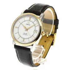 Omega — Omega Deville 7704.21.01 35mm Ss/yg Automatic White Dial Date Leather #C1741 — Watch — resale