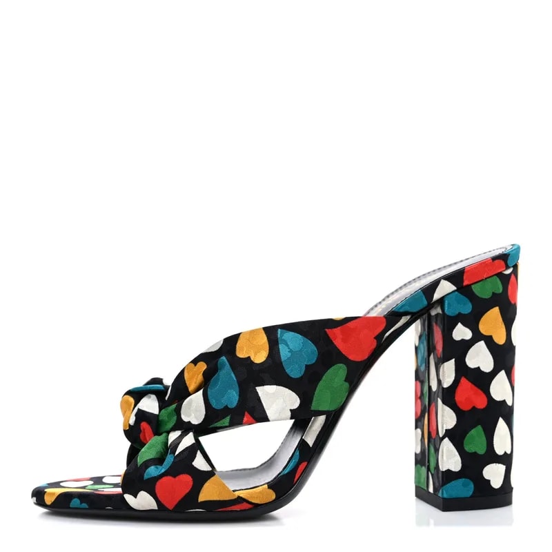 Saint Laurent — Heart Bianca 100mm Knotted Mule — Designer Shoe — resale