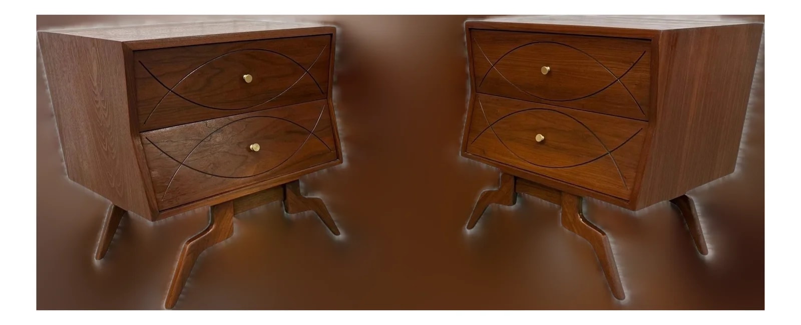 Adrian Pearsall — Mid-Century Modern Pearsall Style Nightstands - Set of 2 - Refinished! — Furniture — resale