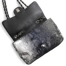 Chanel Coco Mark Flap W Chain SilverGray #BCB331 2