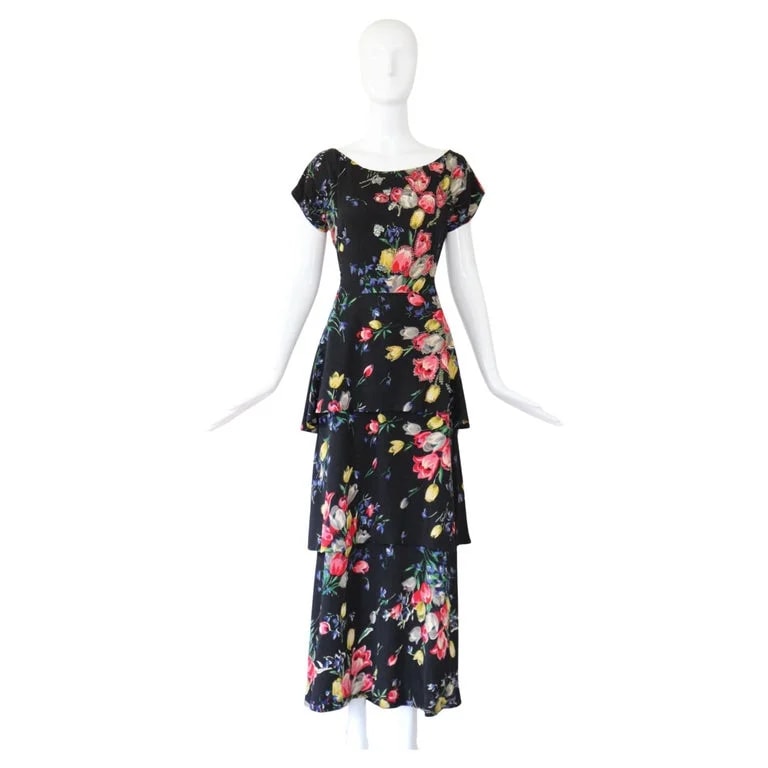 1940's Tiered Wildflower Print Gown UK 12 US 8 — Clothing — resale