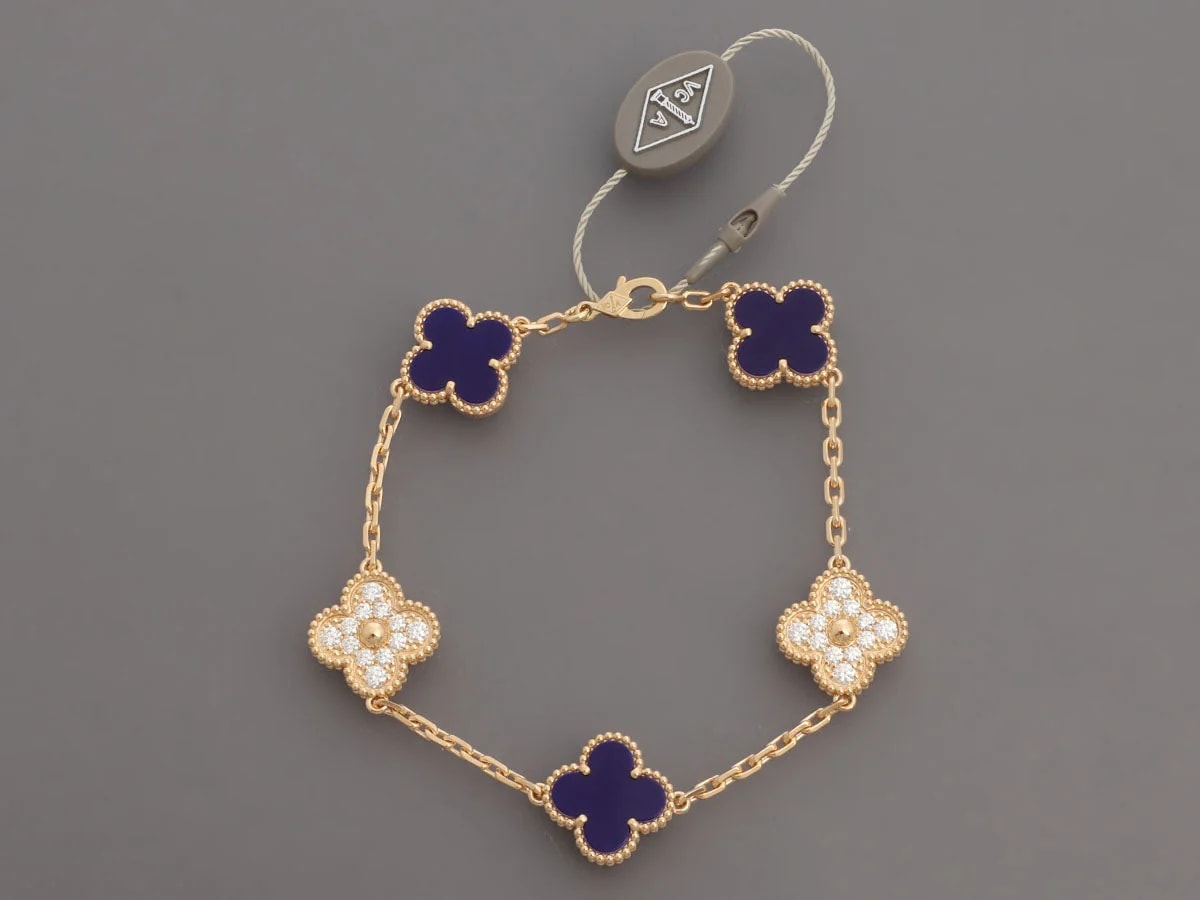 VCA 18K Yellow Gold and Sèvres Porcelain Vendôme Alhambra 50th Anniversary 2