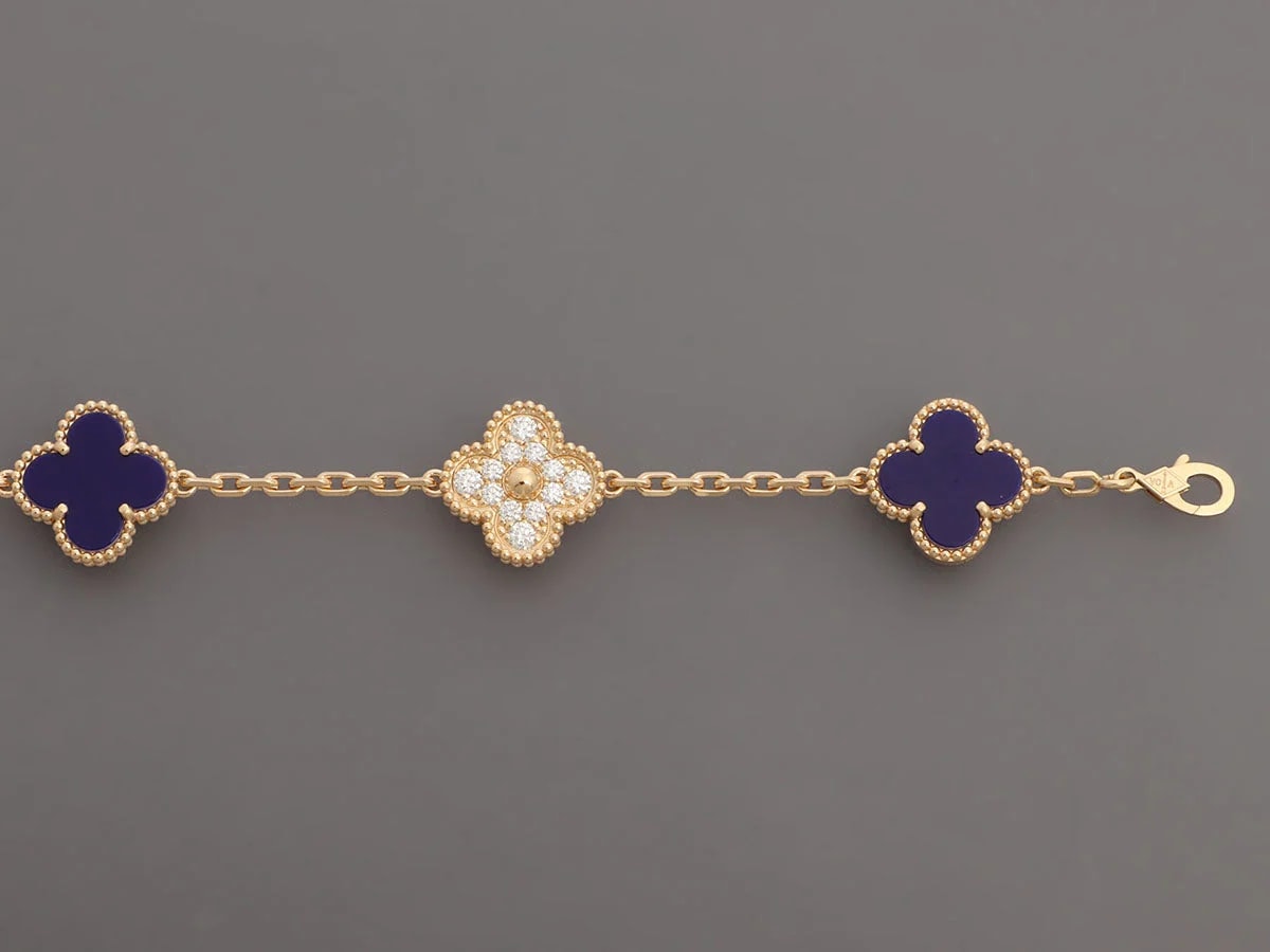 VCA 18K Yellow Gold and Sèvres Porcelain Vendôme Alhambra 50th Anniversary 3