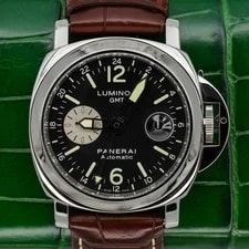Panerai — 2010 Panerai Luminor GMT PAM00088 Stainless Steel Black Dial W 2x Straps B+P — Watch — resale