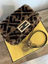 Fendi Mini Baguette Lamb Fur Cross-Body 3