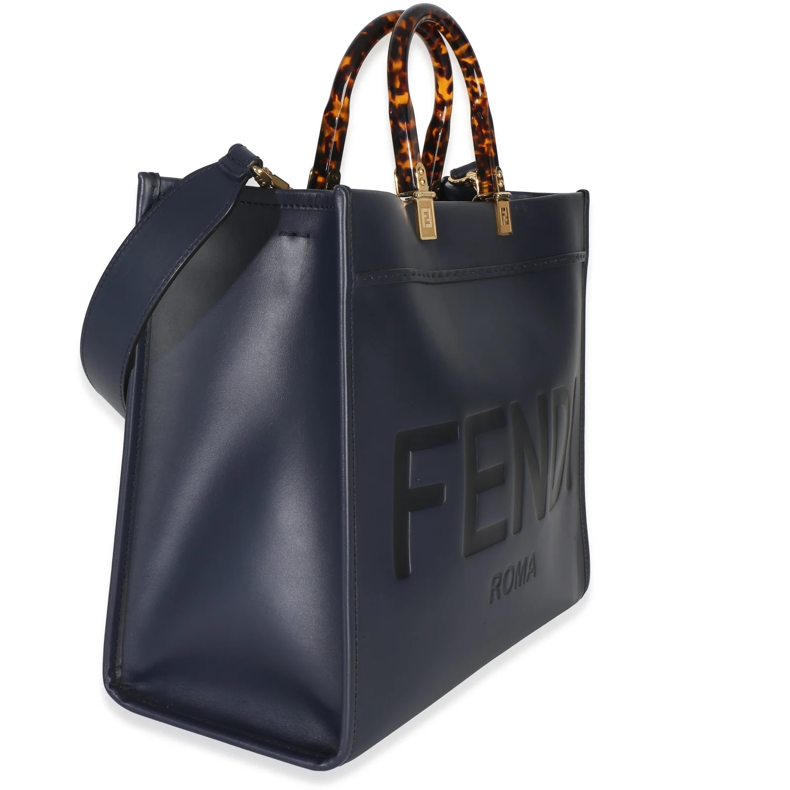 Fendi Vitello King Plexiglass Embossed Medium Sunshine Shopper 3