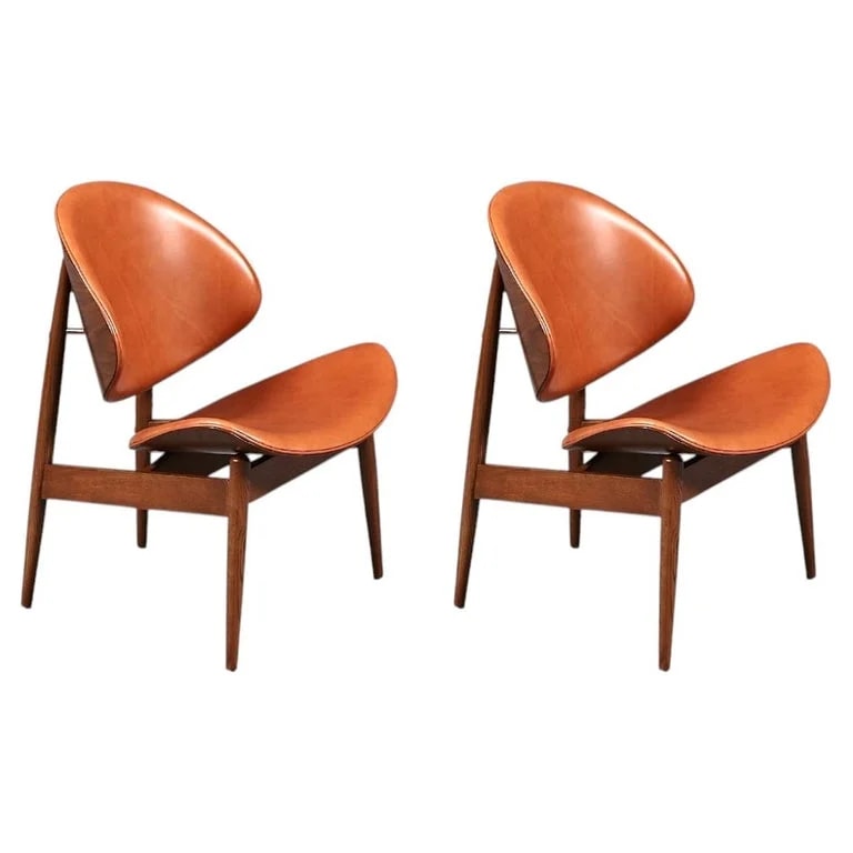 Kodawood, Seymour J. Wiener — Mid Century "Clam Shell" Leather By Seymour J. Wiener for Kodawood — Furniture — resale