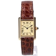 Cartier Finished W1003153 925 Must Tank Vermeil SM Ivory Dial Roman Numerals... 2