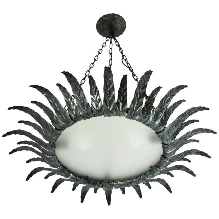 Spanish Sunburst Leaves / in Silvered , 1950s — lighting — resale