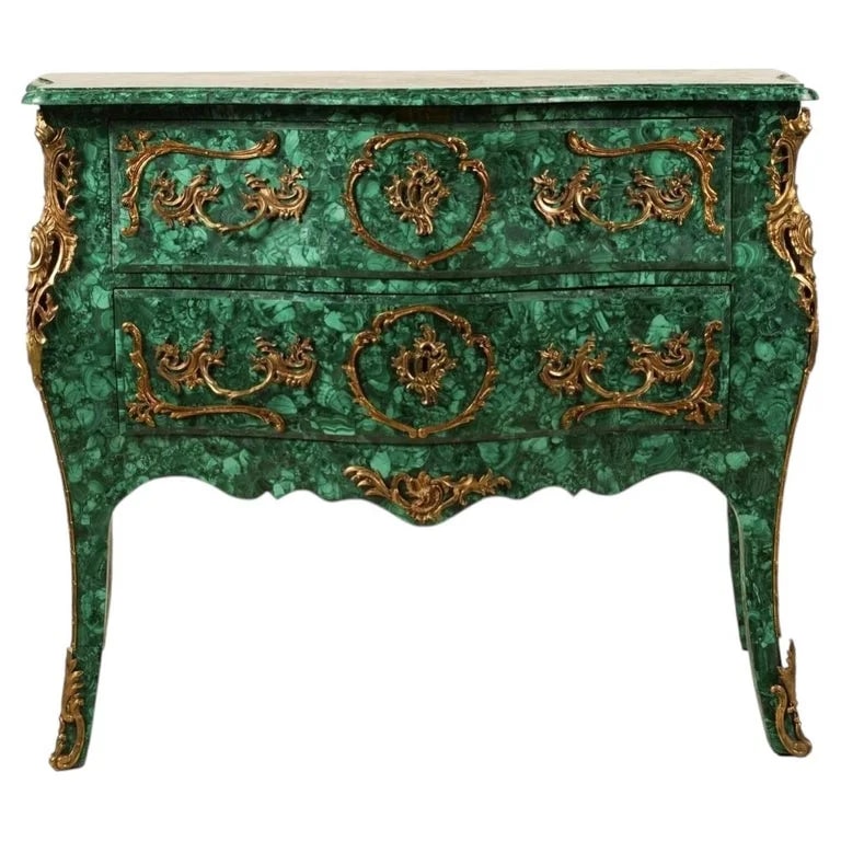 Louis XV Style Malachite & Ormolu Mounted Chest of Drawers Commode — Furniture — resale