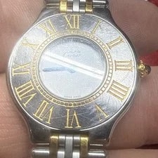 21 Must de Cartier 31mm SS/18k Beige White Dial 7-7.5” Wrist 3