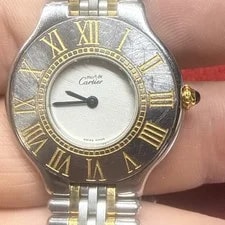 21 Must de Cartier 31mm SS/18k Beige White Dial 7-7.5” Wrist 4