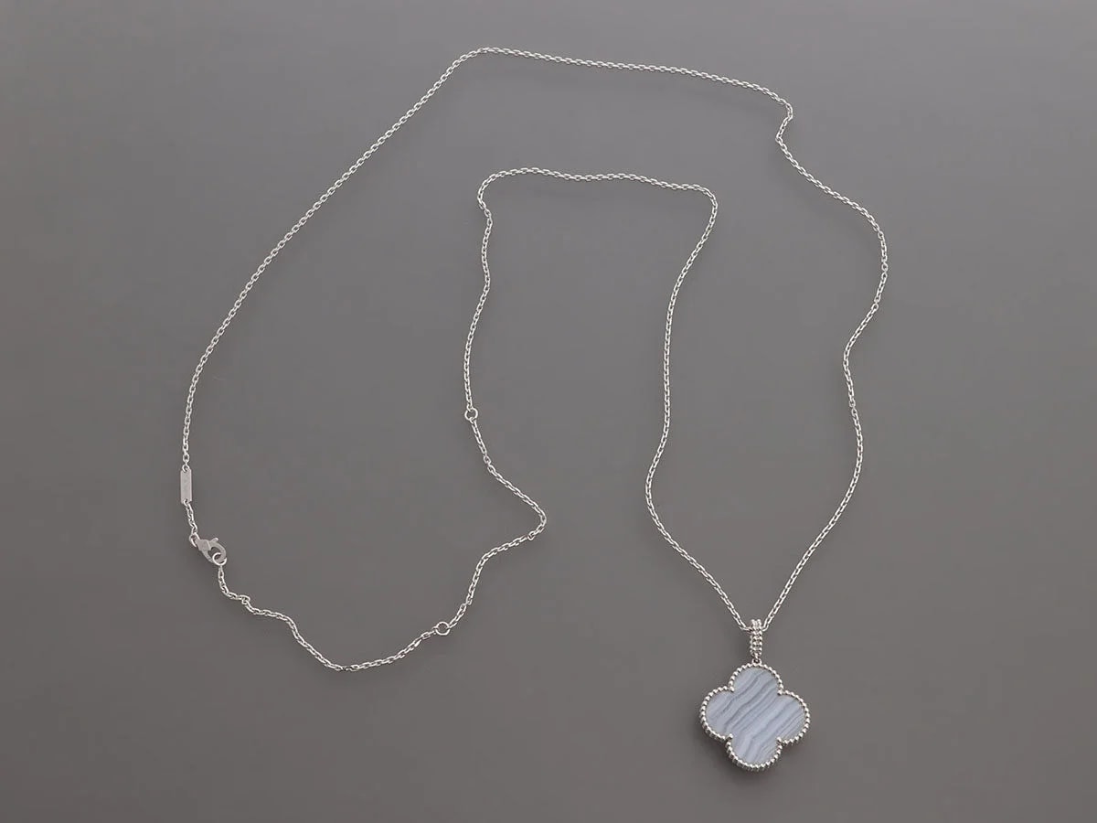 Van Cleef & Arpels 18K White Gold Chalcedony Magic Alhambra Long 2