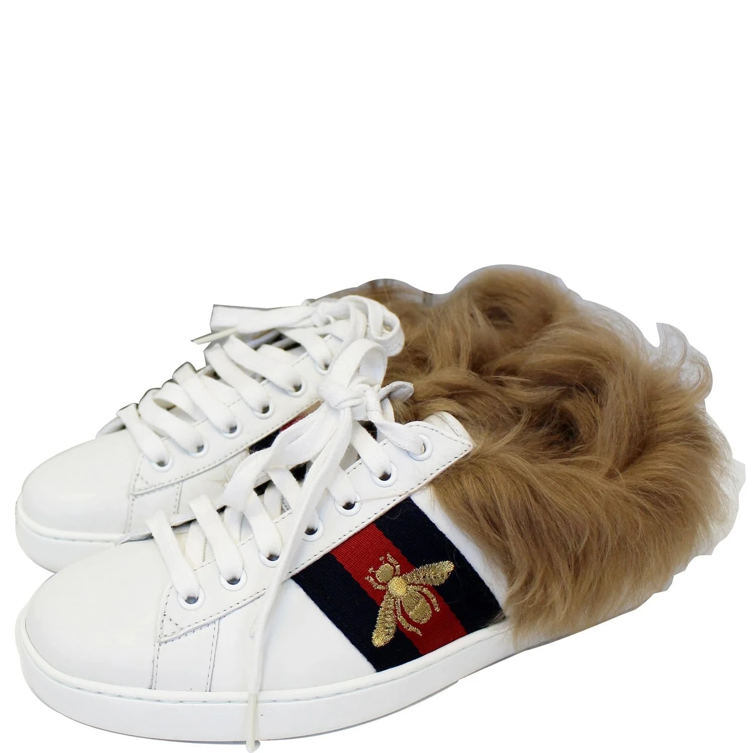 Gucci — Gucci New Ace Lamb Fur Lace Up — Sneaker — resale
