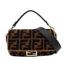 Fendi — Fendi Baguette Buckle Logo Pattern Plush - Very Good — Handbag — resale