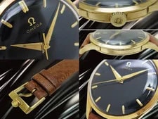 Omega 18KYG Solid Gold Ref.A2910-30SC Black Dial Manual 33mm Antique 2