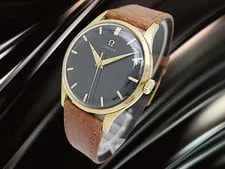 Omega 18KYG Solid Gold Ref.A2910-30SC Black Dial Manual 33mm Antique 3