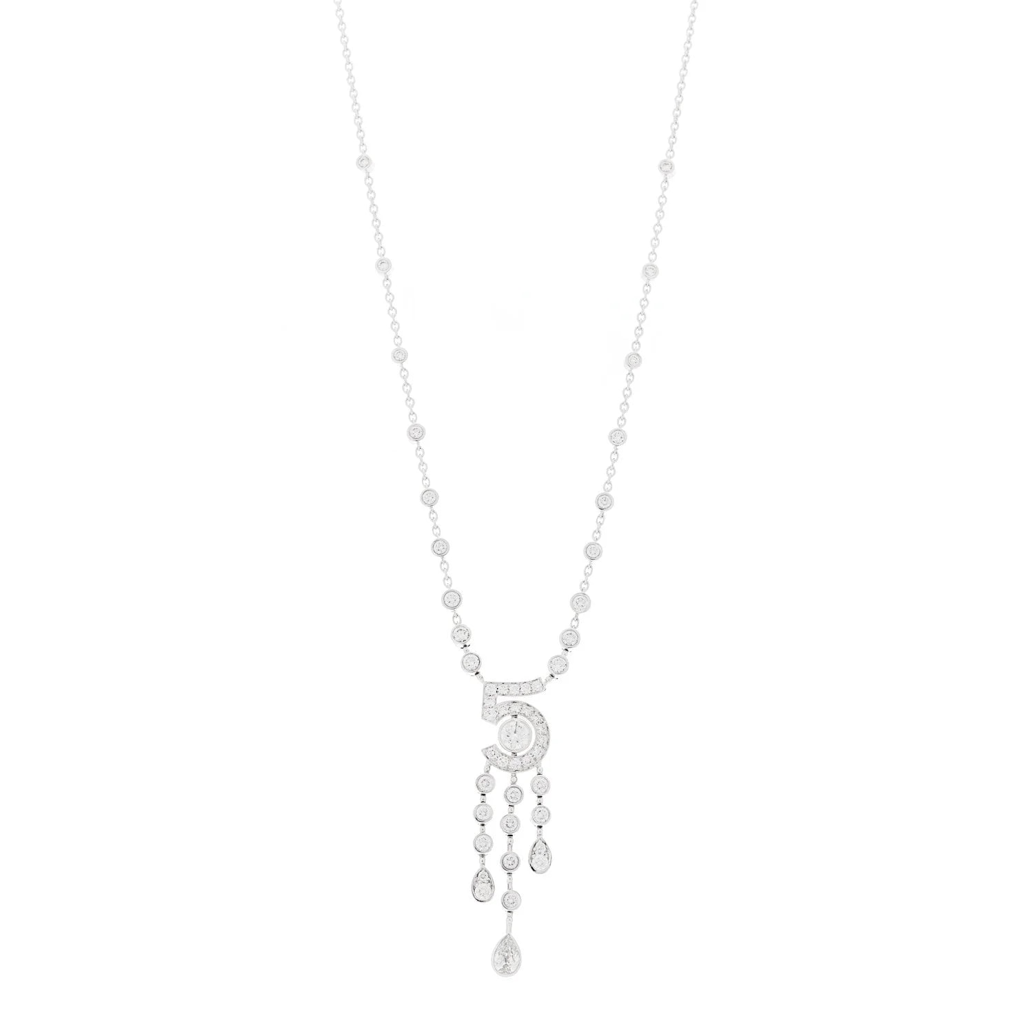 Chanel — 18K White Gold Eternal No 5 Drop — Jewelry — resale