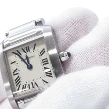Cartier Quartz Tank W51008Q3 Stainless Steel 25mm Ivory Dial With Papers #TZW400 4