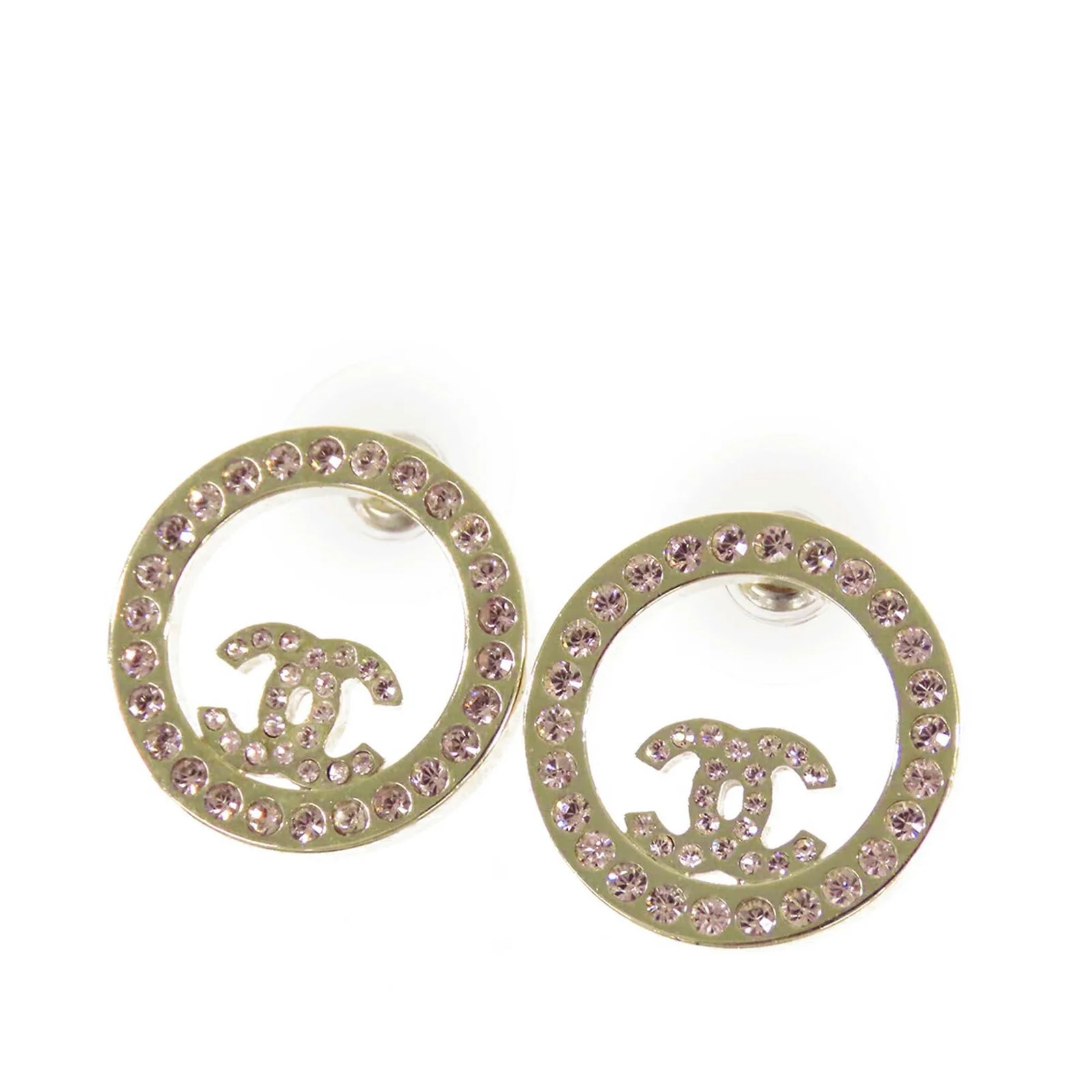 Chanel — CC Strass Round Bullet Back — Jewelry — resale