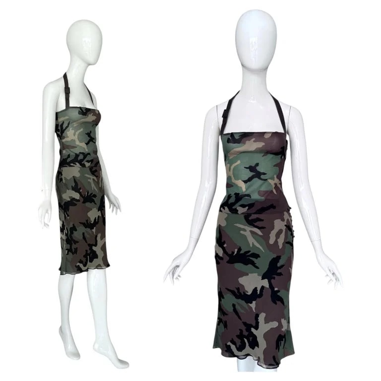 Christian Dior, John Galliano for Christian Dior — Christian Dior Spring Camouflage Print Halter Top & Skirt Set — Clothing — resale