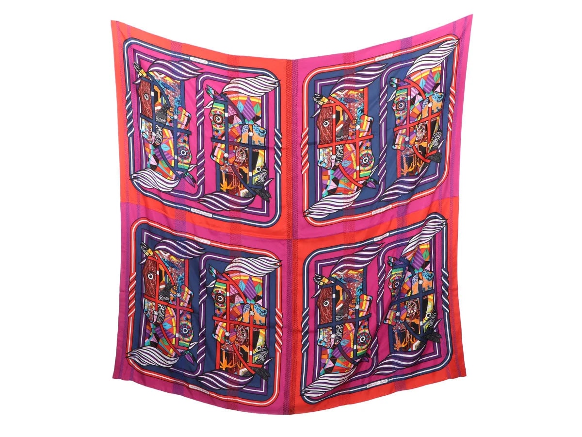 Hermès — Hermès Exceptional Kantha Double Sens Eperon D’Or and Quadrige Shawl 140cm — Accessory — resale