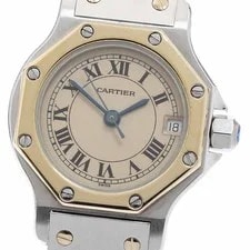 Cartier — Cartier Santos Octagon SM W2001683 Date Beige Dial Quartz Watch_943793 — Watch — resale