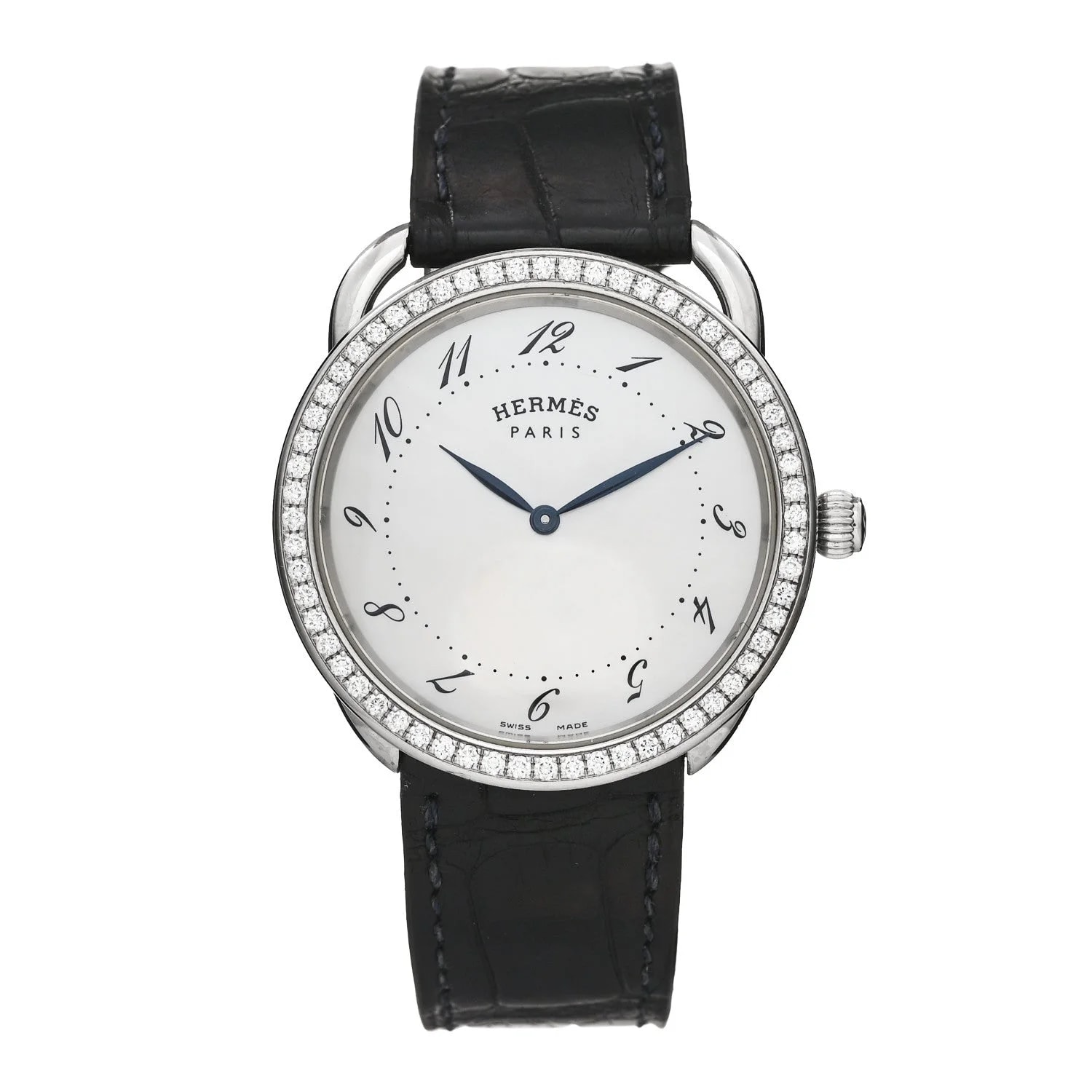 Mother — Stainless Steel Alligator Diamond Bezel Mother of Pearl 38mm Arceau Quartz Noir — Watch — resale