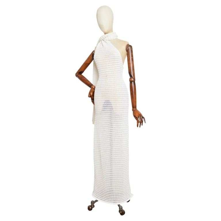 Azzedine Alaïa — Alaïa Crochet Scarf Detail Sheer Maxi Dress — Accessory — resale