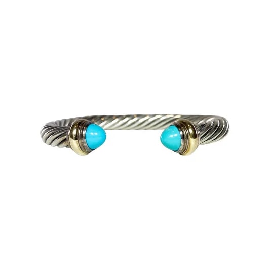 David Yurman Turquoise Gold 925 Sterling Silver Cuff — Jewelry — resale