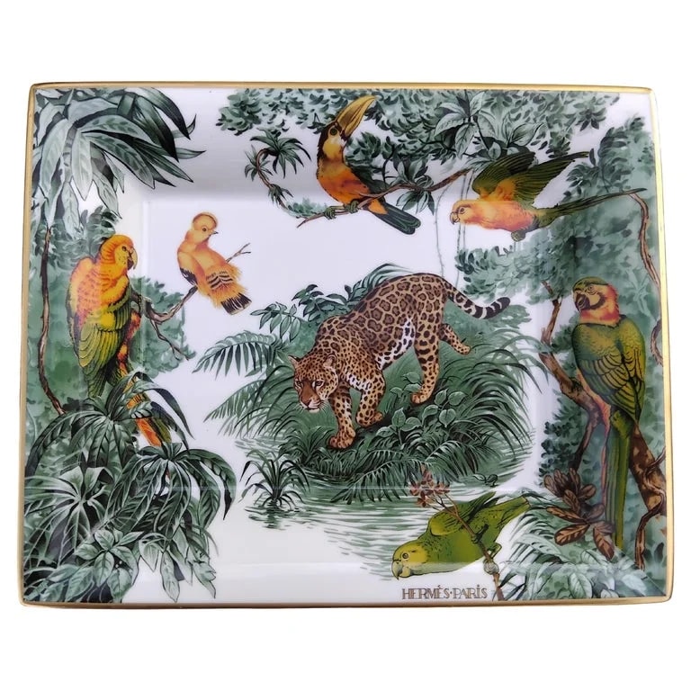 Hermès — Hermès Gold Porcelain Change Tray Ashtray Carnets d'Equateur Dallet — decorative_object — resale