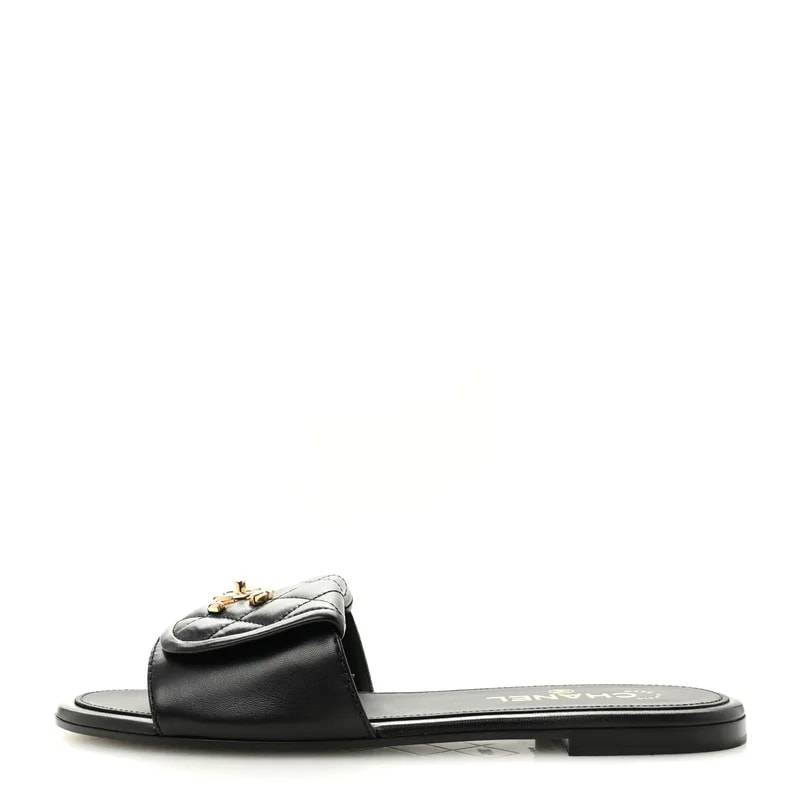 Chanel — Quilted Turnlock Mules — Designer Shoe — resale