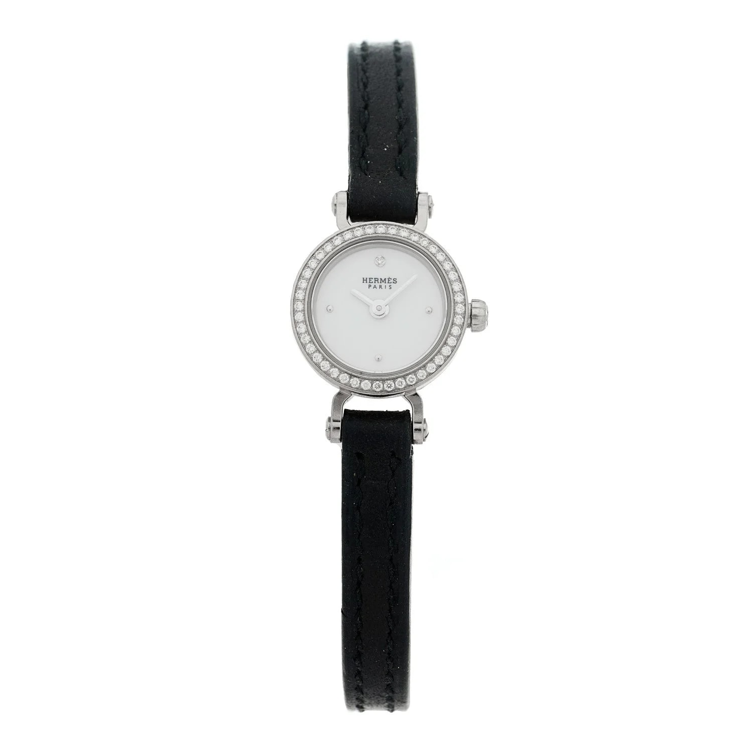 Hermès — 18K White Gold Barenia Diamond 16mm Faubourg Quartz Noir — Watch — resale