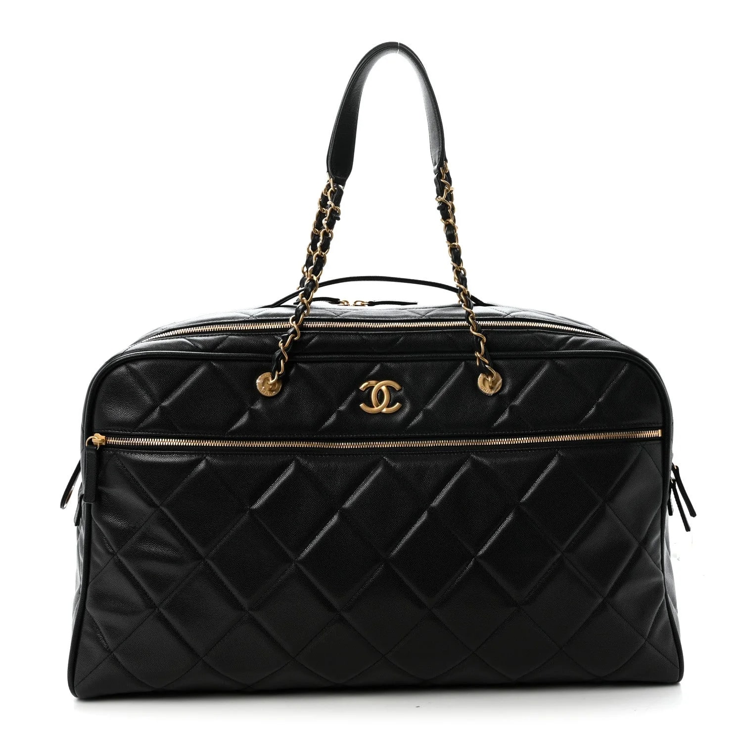 Chanel — Shiny Grained Large Travel Bowling — Handbag — resale