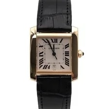 Cartier — Cartier 18K Yellow Gold Tank Francaise Large Automatic Leather Band 157394221 — Watch — resale