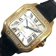Cartier — Cartier Santos de WJSA0008 Silver 18K Yellow Gold/Leather Belt #OK234 — Watch — resale