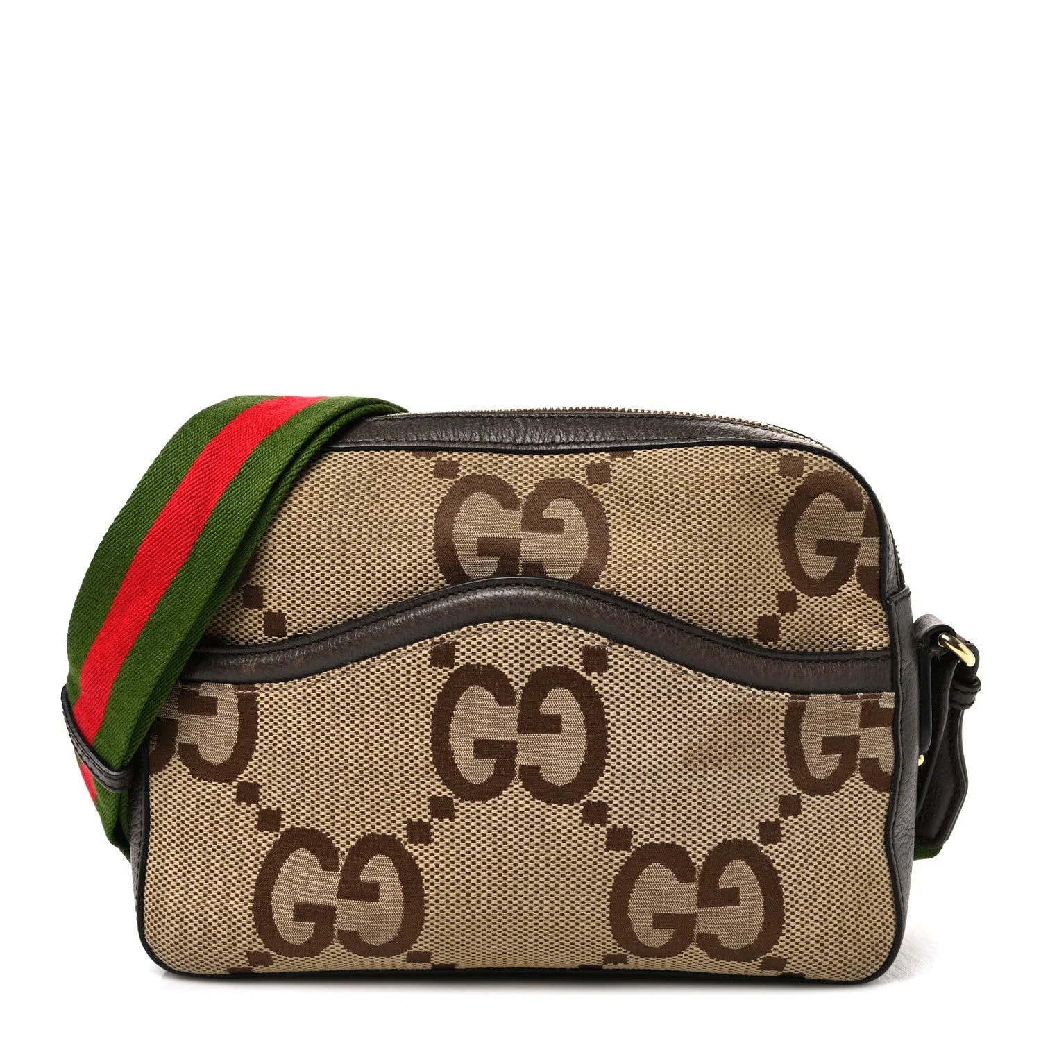 Gucci — Jumbo GG Textured Dollar Web Messenger New Acero — Handbag — resale