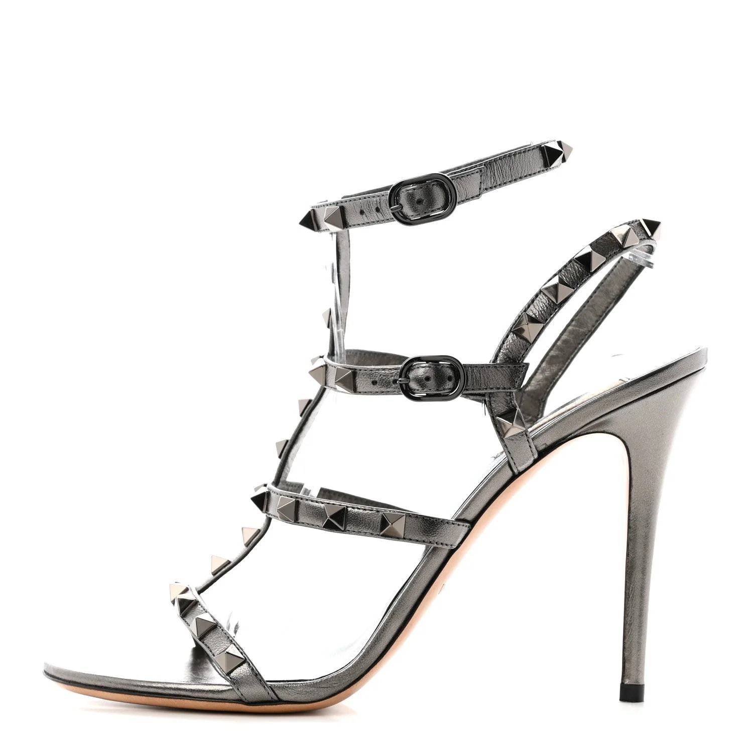 Valentino Garavani — Metallic Rockstud Gladiator 105mm 40.5 — Designer Shoe — resale