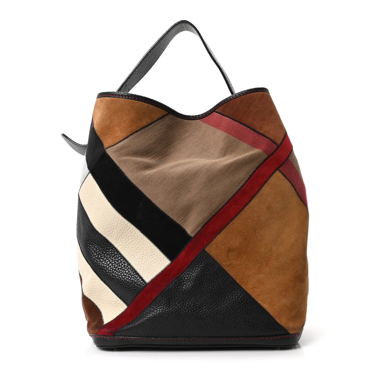 Burberry — Grainy Mega Check Patchwork Medium Ashby Hobo — Handbag — resale